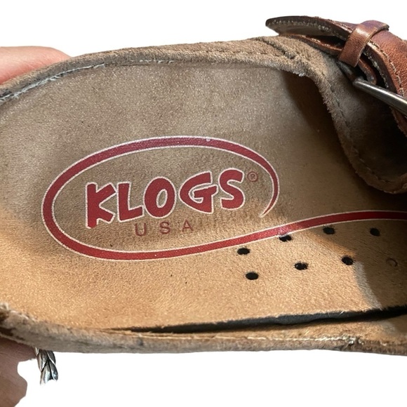 Klogs Austin Brown Suede Tapestry Buckle clogs size 7 work shoes - Picture 6 of 9